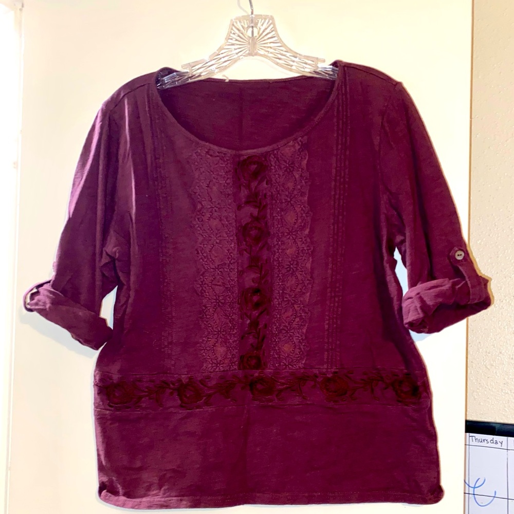 Flowery Maroon Blouse